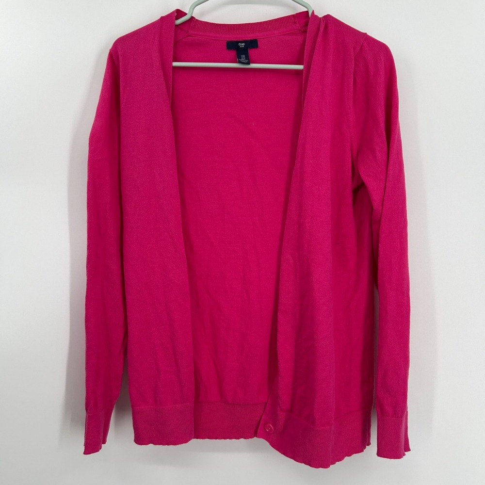Gap Womens Small Pink Cotton Blend V-Neck Long Sleeve Button Front Cardigan 0857